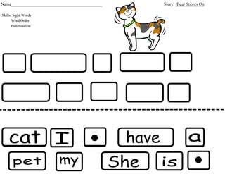 Reading- Unit 2 Bear Snores On Sight Word Cut and Paste