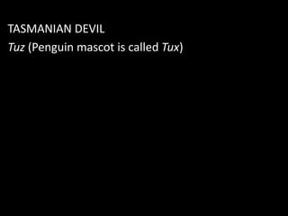 TASMANIAN DEVIL
Tuz (Penguin mascot is called Tux)
 