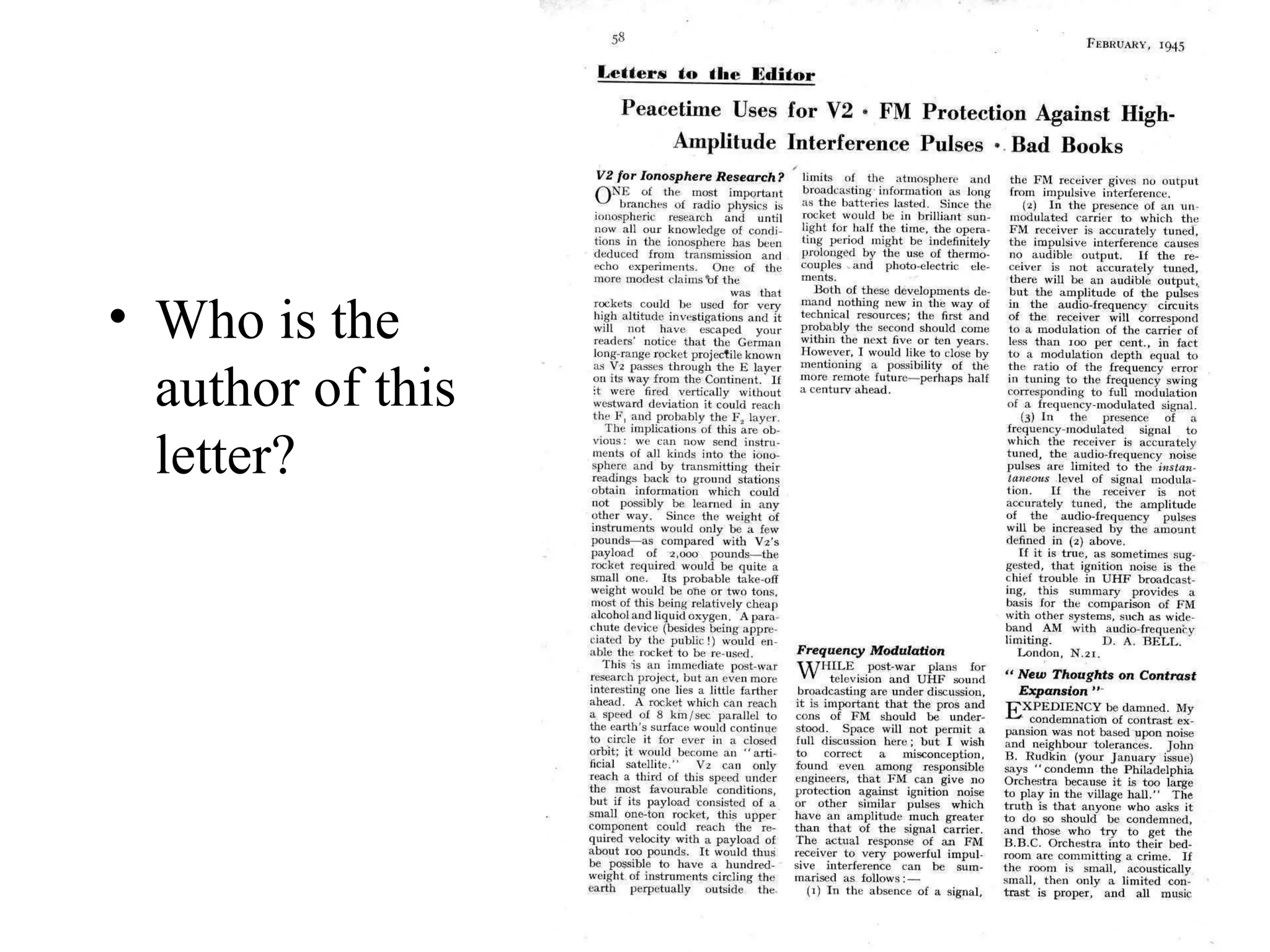 • Who is the
  author of this
  letter?
 