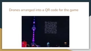 Drones arranged into a QR code for the game
 