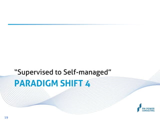 PARADIGM SHIFT 4
“Supervised to Self-managed”
19
 