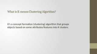K-means Clustering Algorithm Testing Cases | PPTX