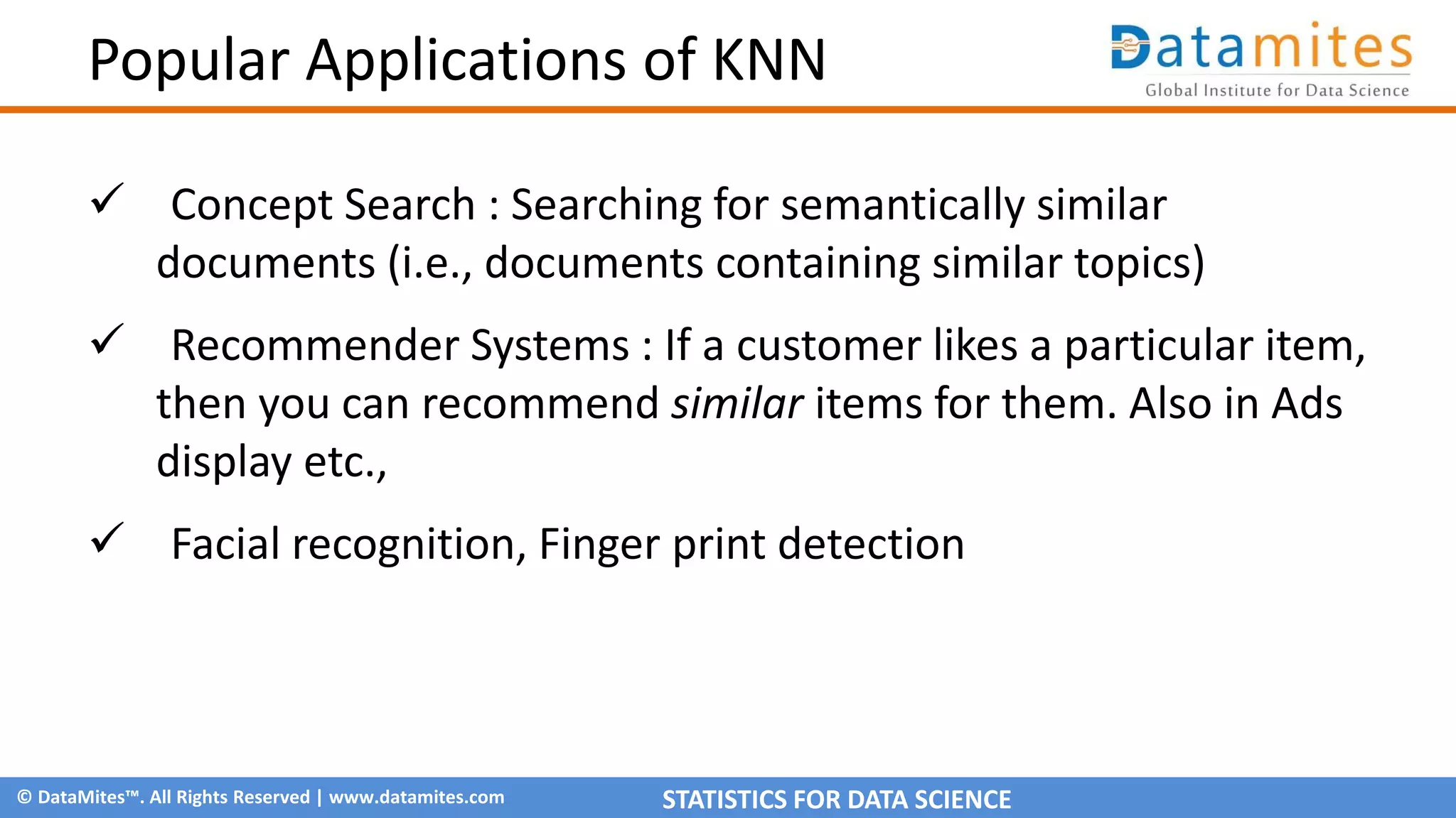 K Nearest Neighbor V1.0 Supervised Machine Learning Algorithm | PPTX