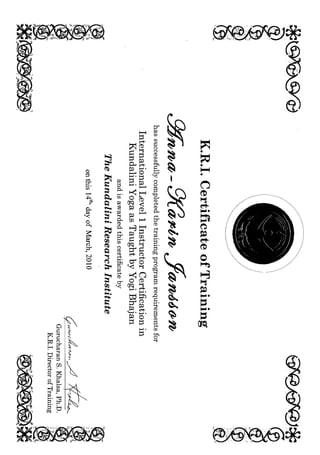 K.r.i  certificate of training