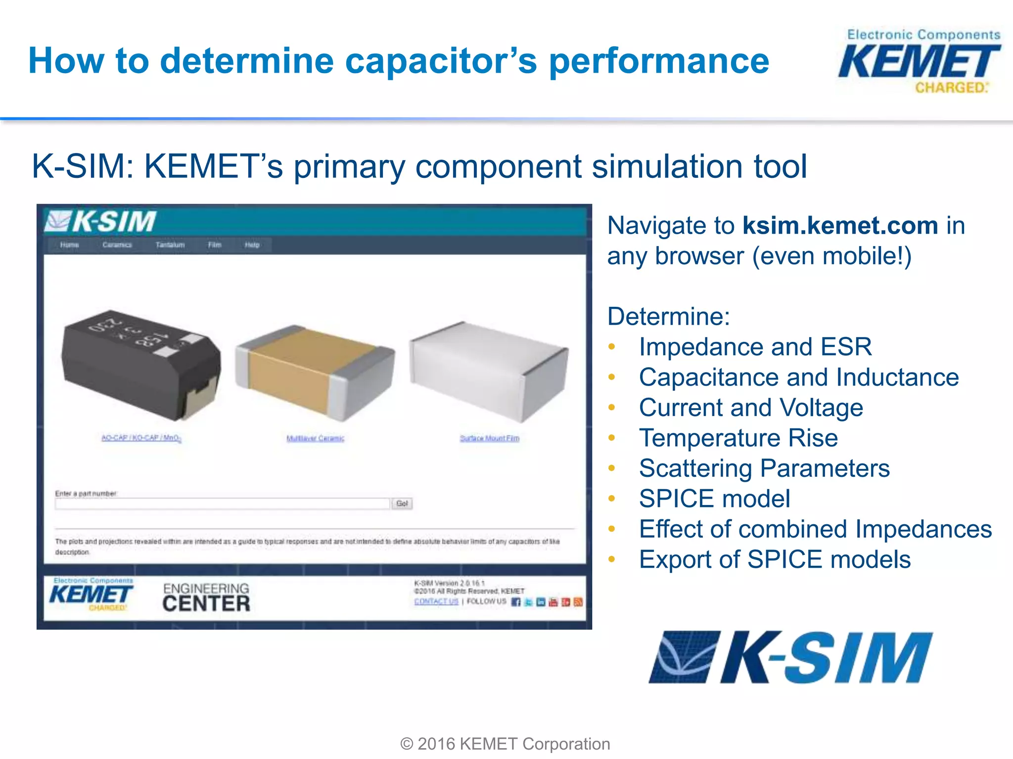 K-SIM Usage and Techniques for Simulating KEMET Capacitors | PDF