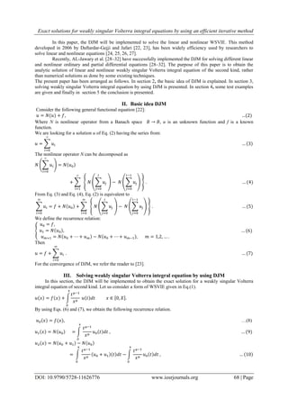 Exact solutions for weakly singular Volterra integral equations by ...