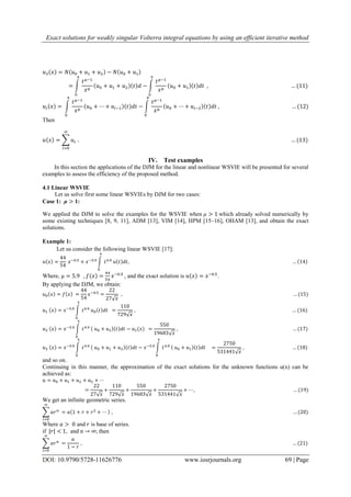 Exact solutions for weakly singular Volterra integral equations by ...
