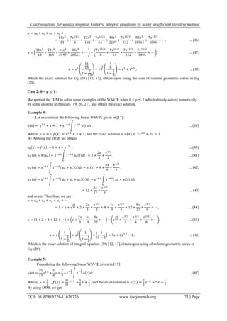 Exact solutions for weakly singular Volterra integral equations by ...