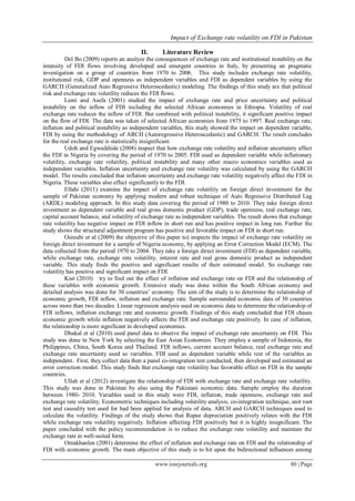 Impact of Exchange rate volatility on FDI in Pakistan | PDF