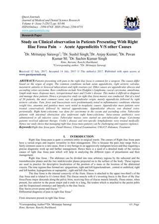 Study on Clinical observation in Patients Presenting With Right Iliac ...