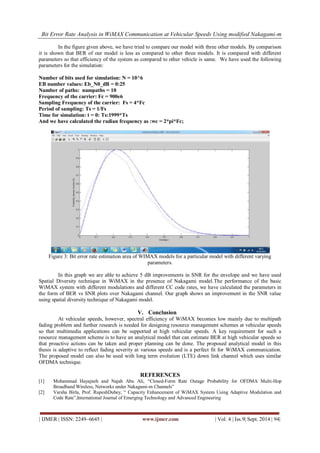 analysis of error correcting code algorithms used in... Bit Error Rate Analysis in WiMAX Communication at Vehicular Speeds ...