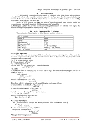 Design, Analysis & Balancing of 5 Cylinder Engine Crankshaft | PDF