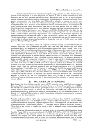 Maternal Health Care Services and Its Utilization in Bihar, India | PDF