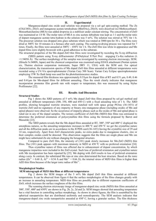 Characterization of Manganese doped ZnO (MZO) thin films by Spin ...