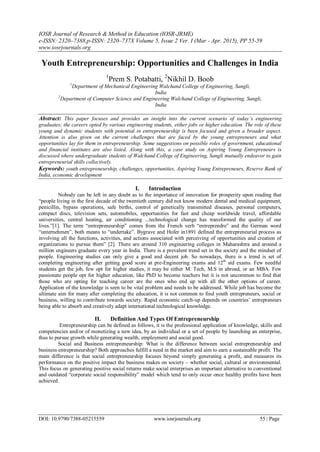 Youth Entrepreneurship: Opportunities and Challenges in India | PDF