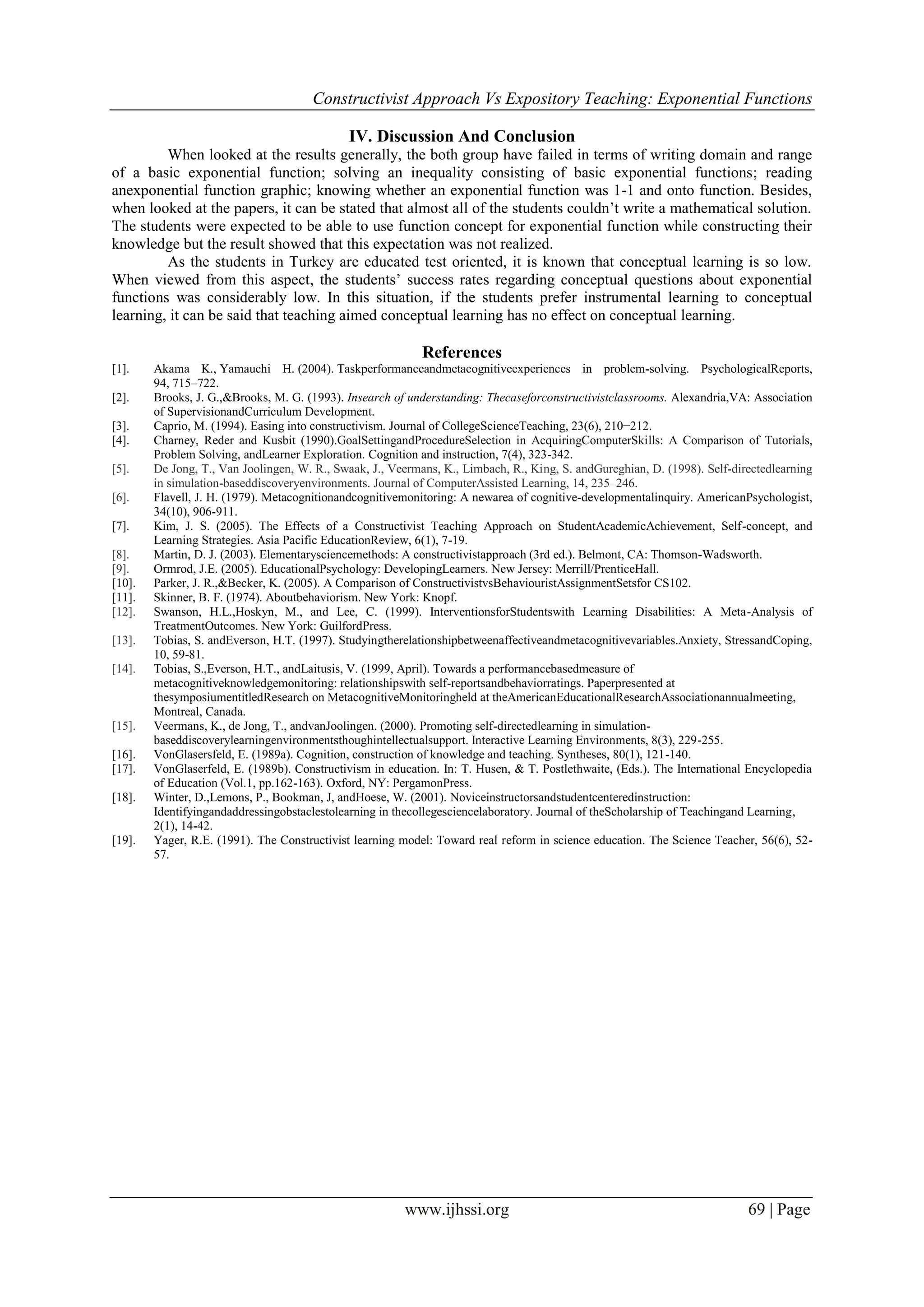 Constructivist Approach Vs Expository Teaching: Exponential Functions | PDF