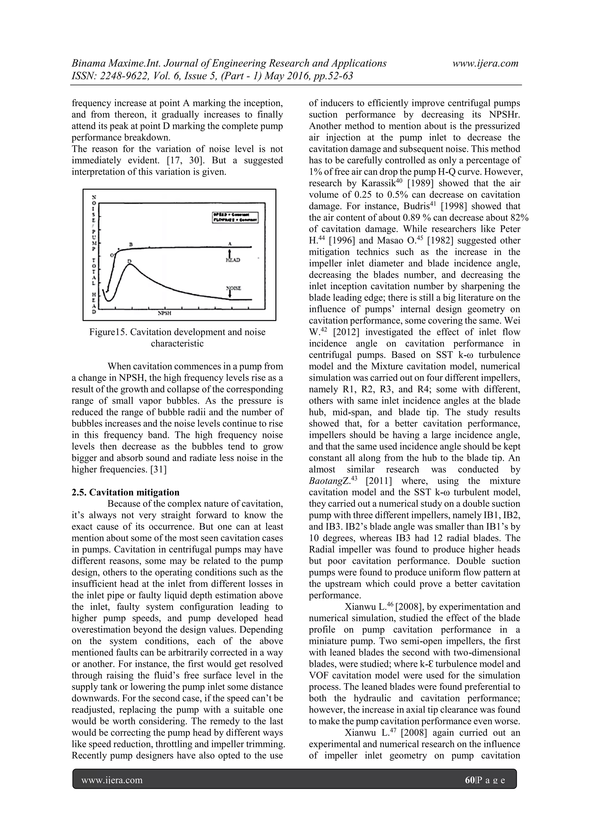 Cavitation Effects in Centrifugal Pumps- A Review | PDF