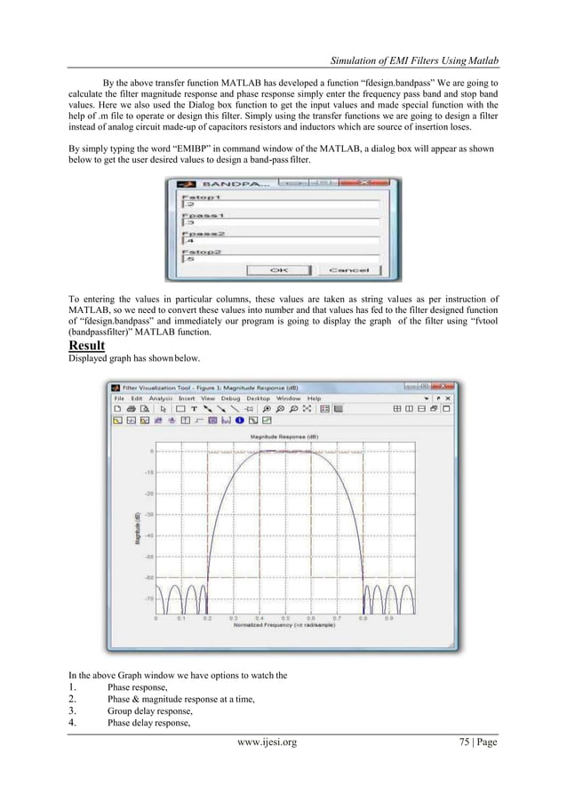 Simulation of EMI Filters Using Matlab