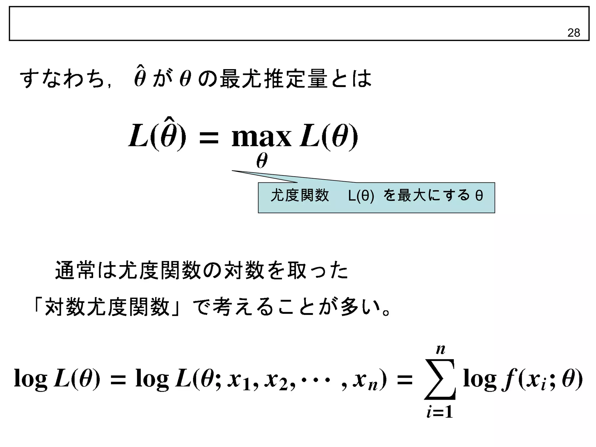 28




尤度関数　 L(θ) を最大にする θ
 