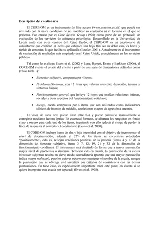 CORE OM Spanish Female PDF, PDF, Sicología