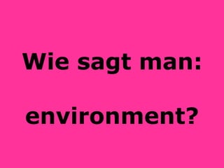 Wie sagt man: environment? 