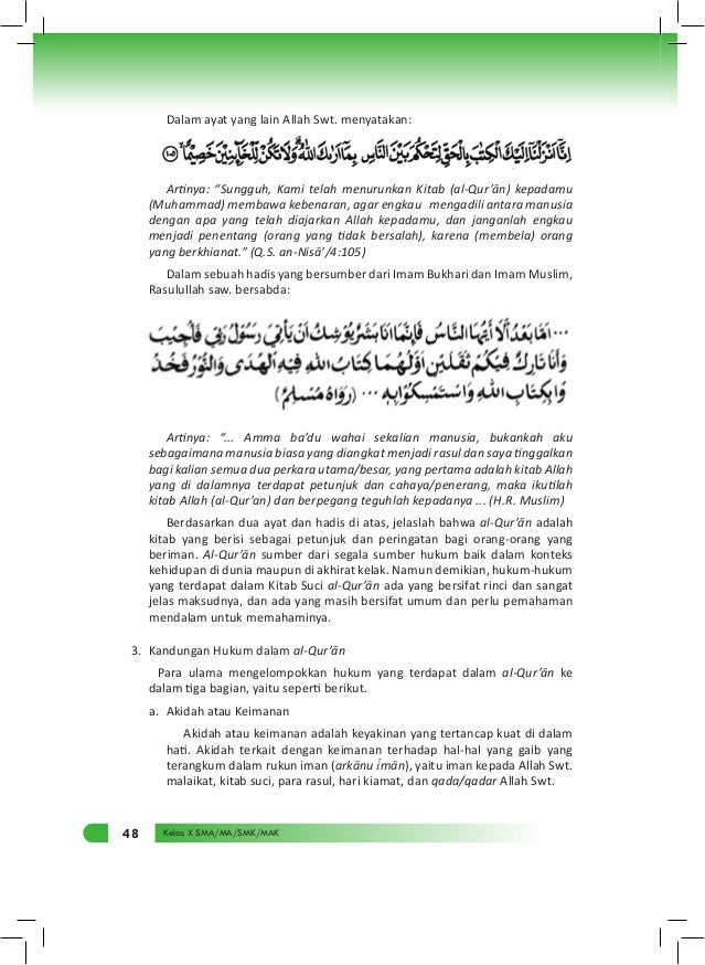 Buku Materi Agama Islam Kelas X Kurikulum 2013
