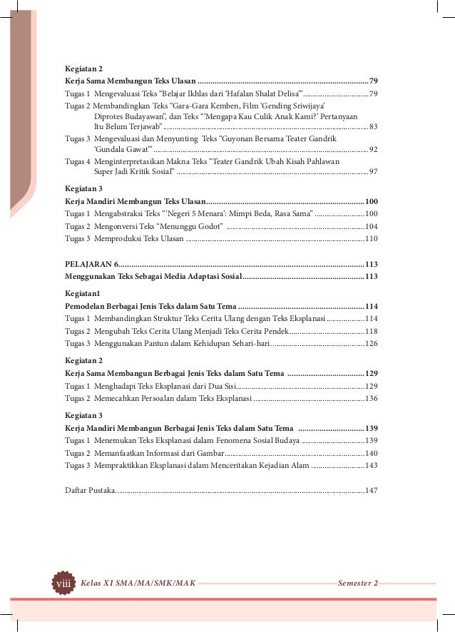 buku k13 kelas XI SMA semester 2 bahasa indonesia