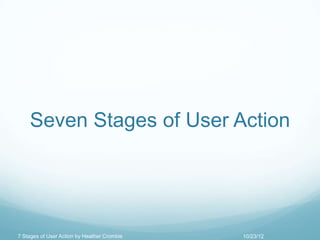 Seven Stages of User Action




7 Stages of User Action by Heather Crombie   10/23/12
 
