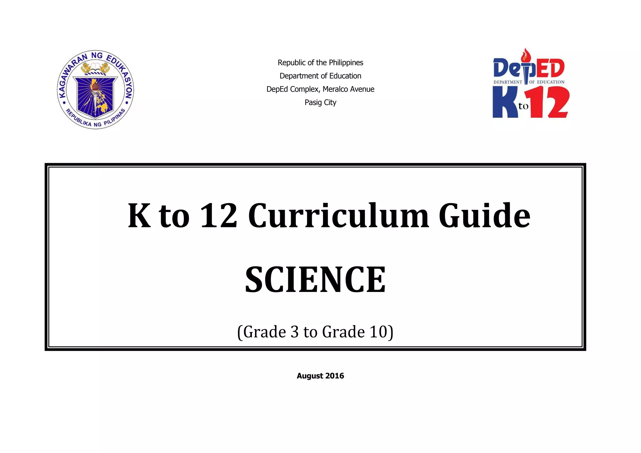 K12 curriculum guide science pdf