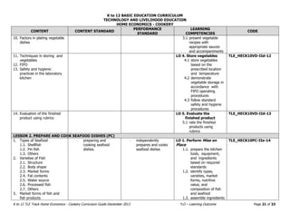 Tle Performance Task Cooking K12 tle curriculum_cookery_grade_7-10 | PDF