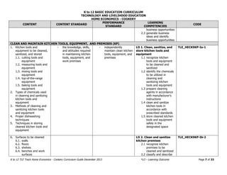 Tle Performance Task Cooking K12 tle curriculum_cookery_grade_7-10 | PDF