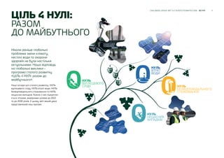 6CARLSBERG GROUP ЗВІТ ЗІ СТАЛОГО РОЗВИТКУ 2018 ВСТУП
НУЛЬ
ВУГЛЕЦЕВОГО
СЛІДУ
НУЛЬ
НЕЩАСНИХ
ВИПАДКІВ
НУЛЬ
ВТРАТ
ВОДИ
НУЛЬ
БЕЗВІДПОВІДАЛЬНОГО
СПОЖИВАННЯ
Ніколи раніше глобальні
проблеми зміни клімату,
нестачі води та охорони
здоров’я не були настільки
актуальними. Наша відповідь
на глобальні виклики -
програма сталого розвитку
«ЦІЛЬ 4 НУЛІ: разом до
майбутнього».
Наші чотири цілі сталого розвитку: НУЛЬ
вуглецевого сліду, НУЛЬ втрат води, НУЛЬ
безвідповідального споживання та НУЛЬ
нещасних випадків. Кожна з них підкріплю-
ється чіткими, вимірними цілями до 2022
та до 2030 років. У цьому звіті вашій увазі
представлений наш прогрес.
ЦІЛЬ 4 НУЛІ:
РАЗОМ
ДО МАЙБУТНЬОГО
 