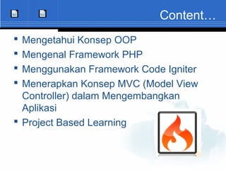 Pengenalan OOP dan Framework Code Igniter | PPT