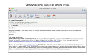 Configurable email to client on sending invoice 
 