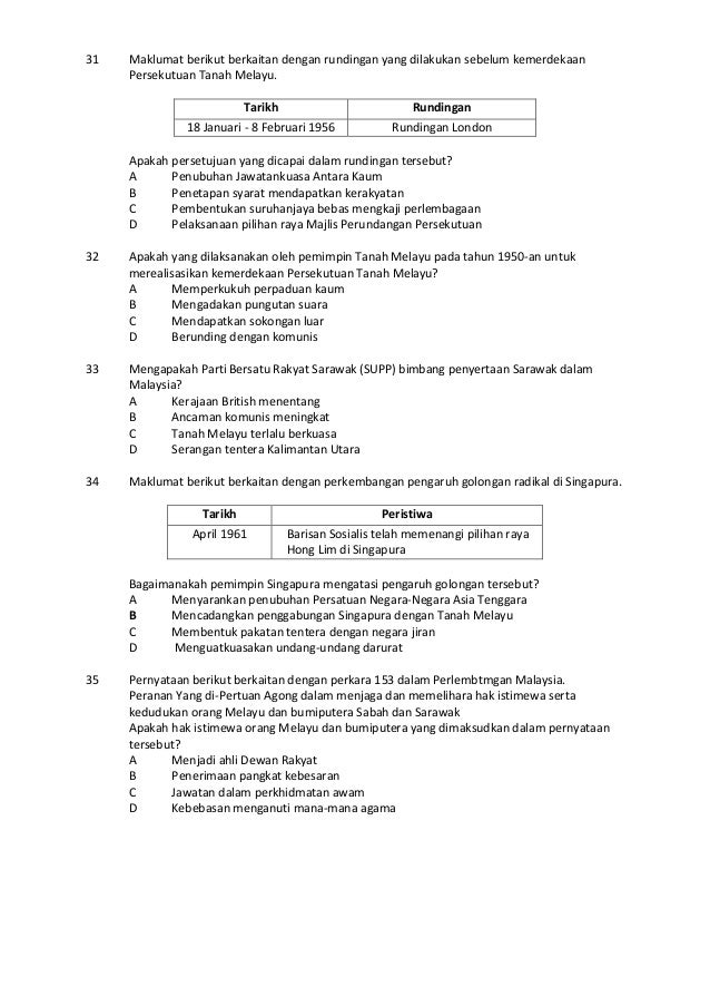 Soalan Kertas 1. Sejarah SPM 2014