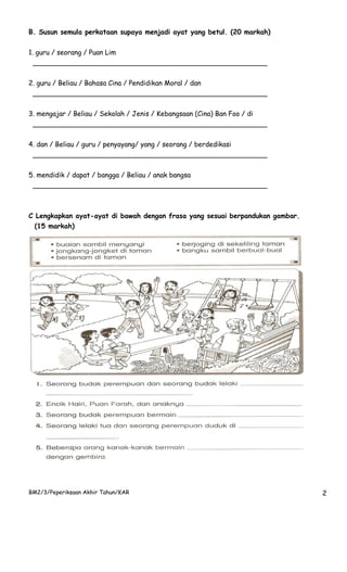 Contoh Kertas Peperiksaan Bahasa Malaysia Tahun 3 Kertas 2