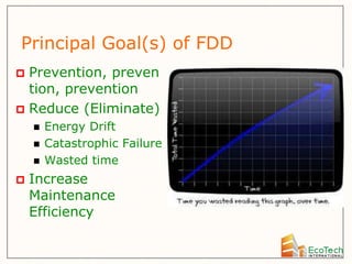 Principal Goal(s) of FDD
 Prevention, preven
  tion, prevention
 Reduce (Eliminate)
       Energy Drift
       Catastrophic Failure
       Wasted time
   Increase
    Maintenance
    Efficiency
 