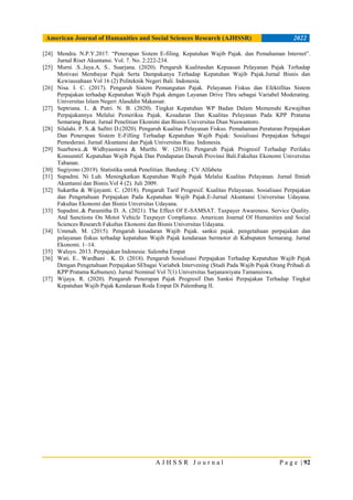 American Journal of Humanities and Social Sciences Research (AJHSSR) 2022
A J H S S R J o u r n a l P a g e | 92
[24] Mend...