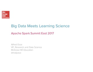 Big Data Meets Learning Science
Apache Spark Summit East 2017
Alfred Essa
VP, Research and Data Science
McGraw-Hill Education
@malpaso
 