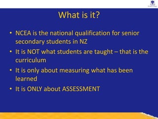 Ncea Examples NCEA - Securing Success. Study Support for Parents and Students | PPTX