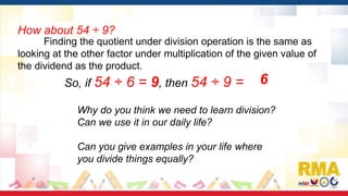 Division Relative To Multiplication Example Mastering Division Using 6, 7, 8, and 9 Multiplication Tables for Key ...