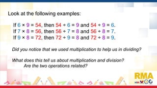 Division Relative To Multiplication Example Mastering Division Using 6, 7, 8, and 9 Multiplication Tables for Key ...