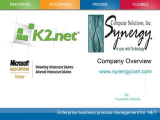 Company Overview www.synergycom.com By, Vasubabu Madala 