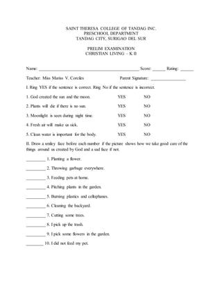 K2 prelim exam | DOCX