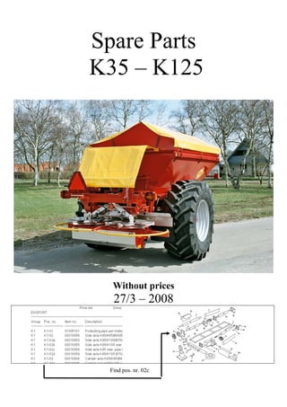 Spare Parts
K35 – K125
Without prices
27/3 – 2008
Find pos. nr. 02c
 