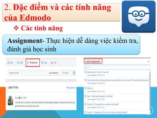 2. Đặc điểm và chức năng của Edmodo
 Các tính năng
Assignment- Thực hiện dễ dàng việc kiểm tra,
đánh giá học sinh
2. Đặc điểm và các tính năng
của Edmodo
16
 