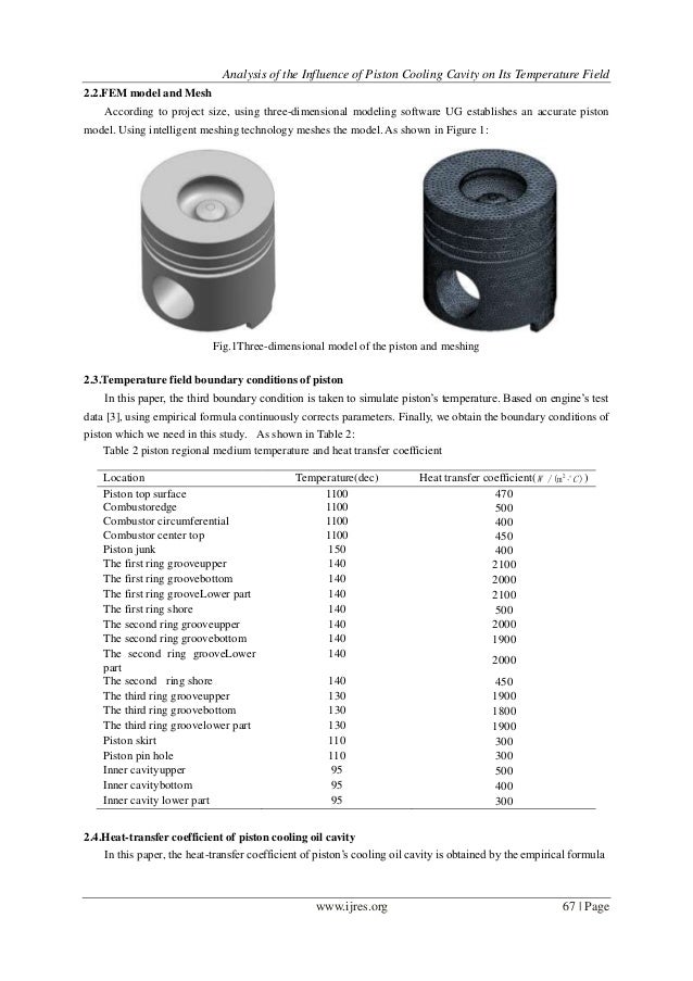 Analysis of the Influence of Piston Cooling Cavity on Its Temperature…