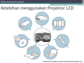 BPP303 Electronic Presentation
Pengurusan Perniagaan, Kolej Vokasional Kuala Kangsar 2014
Kelebihan menggunakan Projektor LCD
 