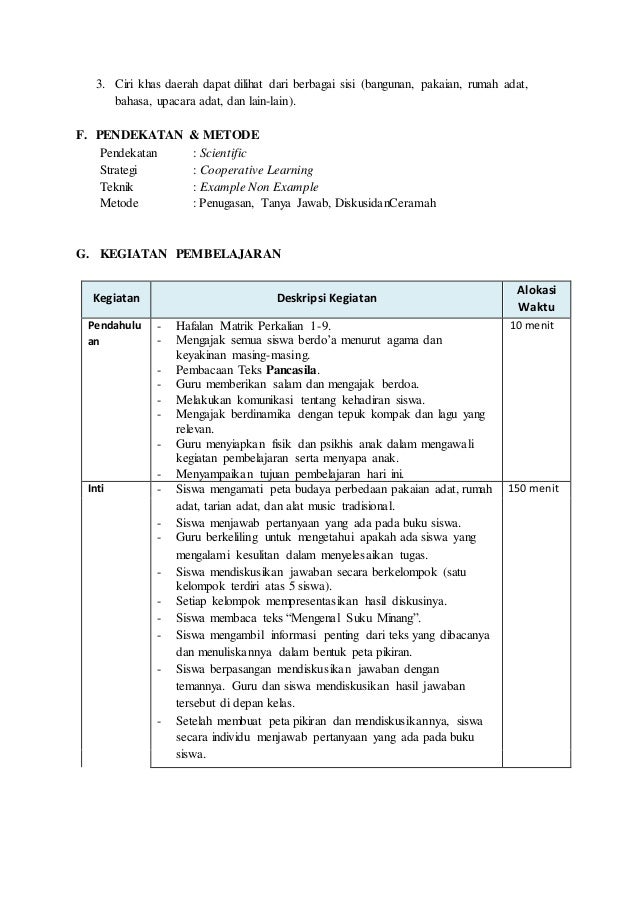 RPP SD Kelas 4 Tema 1 Pembelajaran 1