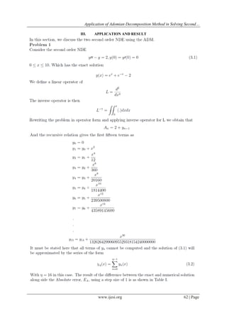 Application of Adomian Decomposition Method in Solving Second Order ...